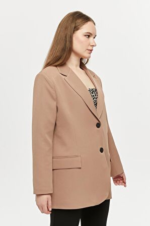 Kahverengi Oversize Dokuma Blazer Ceket