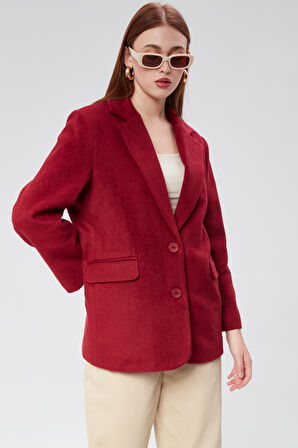 Kruvaze Yaka Regular Fit Kaşe Ceket