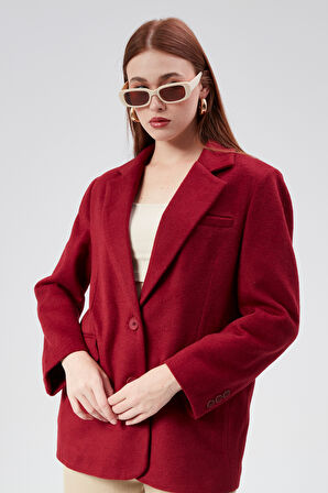 Kruvaze Yaka Regular Fit Kaşe Ceket