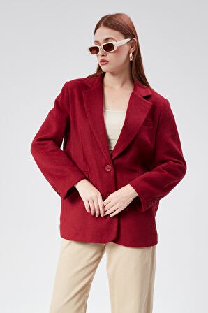 Kruvaze Yaka Regular Fit Kaşe Ceket