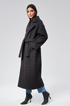 Kadın Buklet Kaşe Oversize Kaban