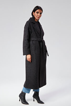 Kadın Buklet Kaşe Oversize Kaban