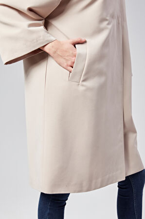 Kadın Oversize Astarlı Dokuma Trençkot