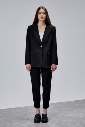 Siyah Kruvaze Regular Blazer Takım