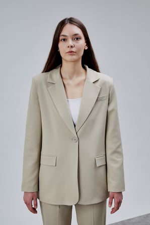 Bej Kruvaze Regular Blazer Takım