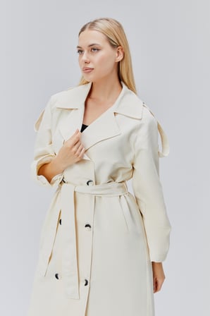 Kadın Oversize Astarlı Uzun Trençkot
