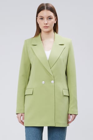 Fıstık Yeşili Oversize Dokuma Blazer Ceket