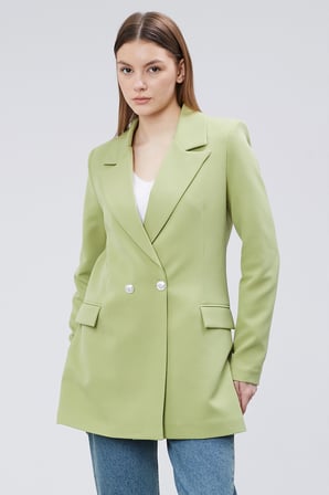 Fıstık Yeşili Oversize Dokuma Blazer Ceket