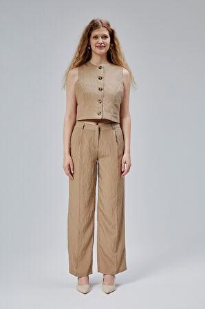 Vizon Çizgili Modal Yelek-Pantolon Takım