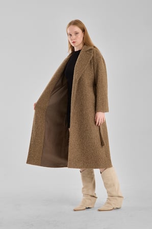 Haki Buklet Kaşe Oversize Kaban