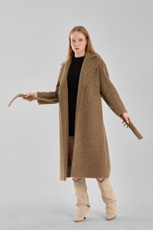 Haki Buklet Kaşe Oversize Kaban