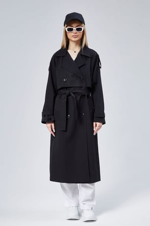 Oversize Kruvaze Kapama Rüzgarlık Detaylı Trençkot 44956