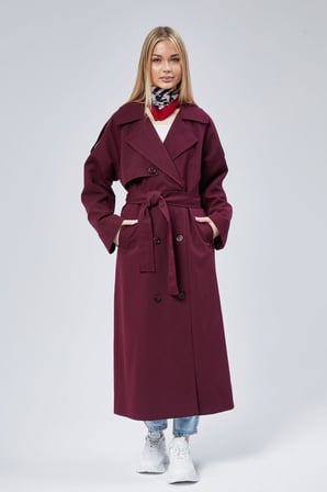Kadın Oversize Astarlı Uzun Trençkot