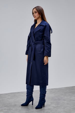Kadın Oversize Astarlı Uzun Trençkot