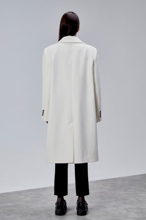 Rosalia Ekru Oversize Kruvaze Kaşe Kaban