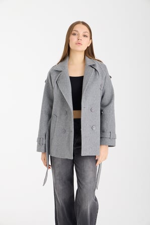 Calina Gri Regular Fit Premium Kaşe Ceket