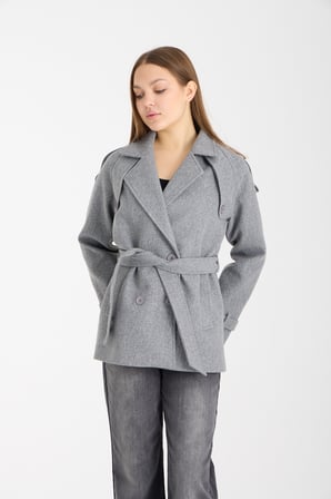 Calina Gri Regular Fit Premium Kaşe Ceket