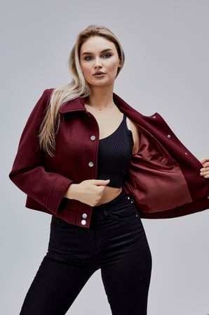 Amelie Bordo Çıtçıt Kapamalı Regular Kaşe Ceket