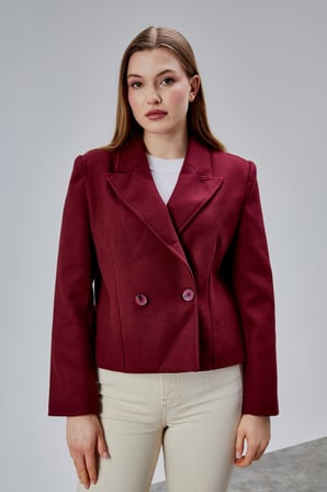 Bordo Regular Fit Premium Kısa Kaşe Ceket