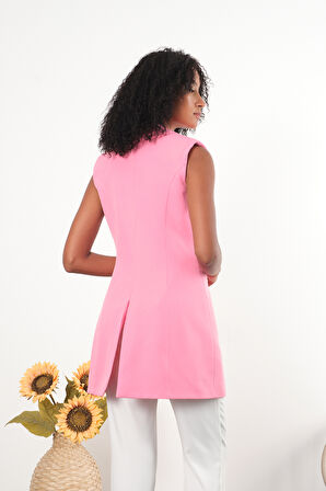 Kadın Uzun Kruvaze Dokuma Yelek