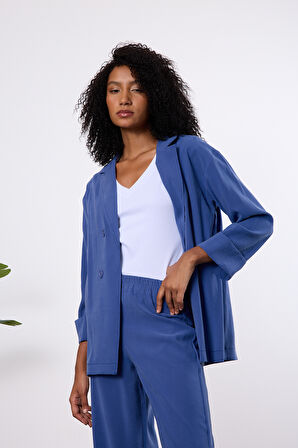 İndigo Regular Astarsız Mevsimlik Ceket