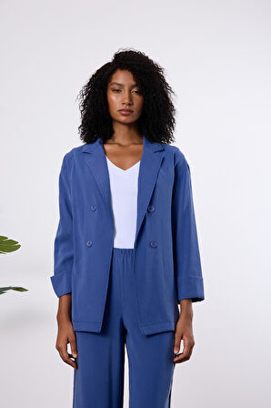 İndigo Regular Astarsız Mevsimlik Ceket