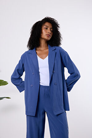 İndigo Regular Astarsız Mevsimlik Ceket