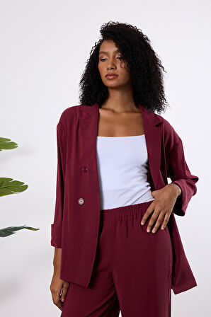 Bordo Regular Astarsız Mevsimlik Ceket