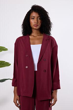 Bordo Regular Astarsız Mevsimlik Ceket