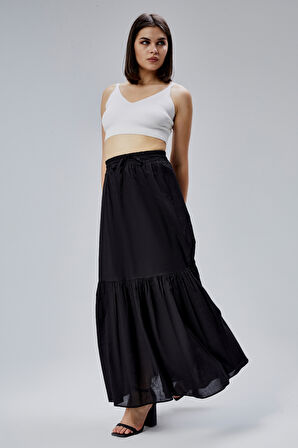 Siyah Regular Pamuklu Vual Etek 