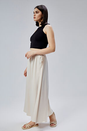 Taş Regular Büzgülü Beli Lastikli Saten Etek