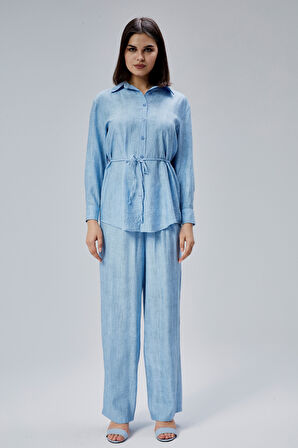 Mavi Regular Batik Gömlek Pantolon Takım