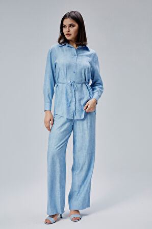 Mavi Regular Batik Gömlek Pantolon Takım