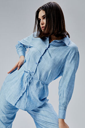 Mavi Regular Batik Gömlek Pantolon Takım