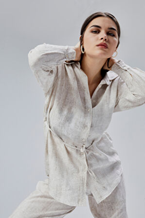 Ekru Regular Batik Gömlek Pantolon Takım