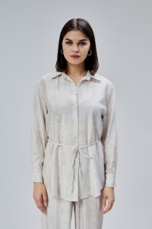 Ekru Regular Batik Gömlek Pantolon Takım