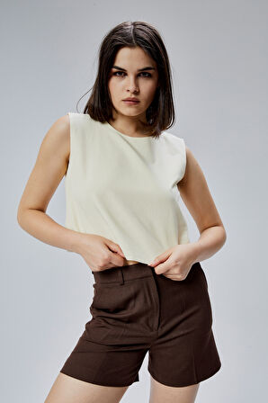 Sarı Regular Crop Bluz
