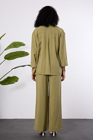 Açık Haki Regular Beli Lastikli Salaş Pantolon