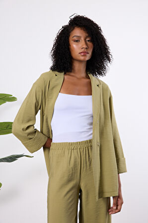 Açık Haki Regular Astarsız Mevsimlik Ceket