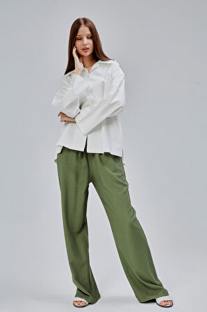 Ekru Oversize Poplin Gömlek