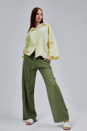 Sarı Oversize Poplin Gömlek