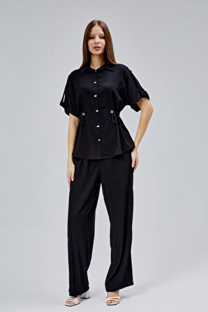 Siyah Rahat Kesim Gömlek Pantolon Takım