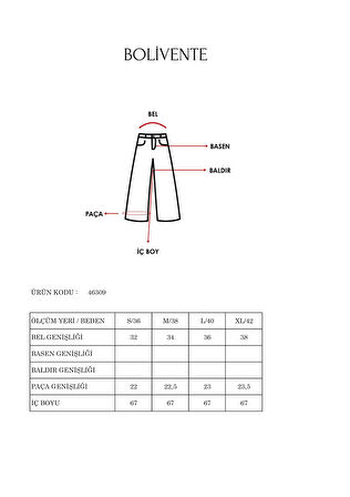 Kadın İndigo Bol Paça Dokuma Pantolon