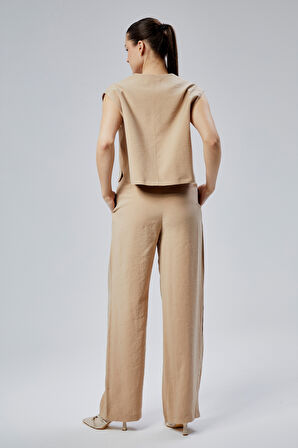 Kadın Taş Rahat Kesim Dokuma Pantolon