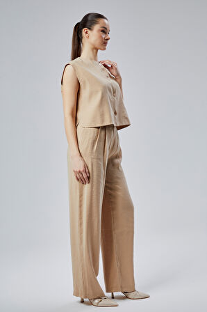 Kadın Taş Rahat Kesim Dokuma Pantolon