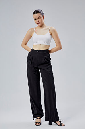 Siyah Salaş Kesim Modal Dokuma Pantolon