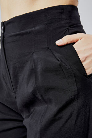 Siyah Salaş Kesim Modal Dokuma Pantolon