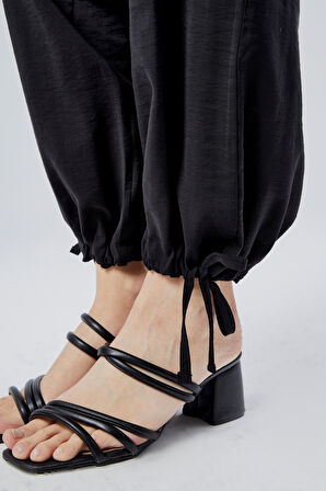 Siyah Salaş Kesim Modal Dokuma Pantolon