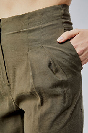 Haki Salaş Kesim Modal Dokuma Pantolon