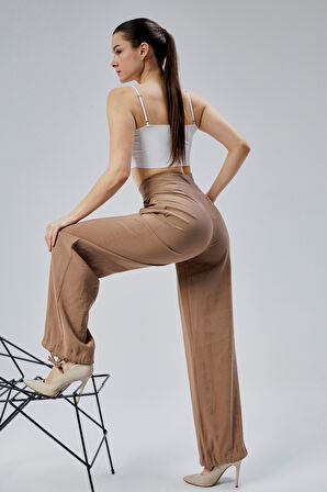 Açık Kahve Salaş Kesim Modal Dokuma Pantolon